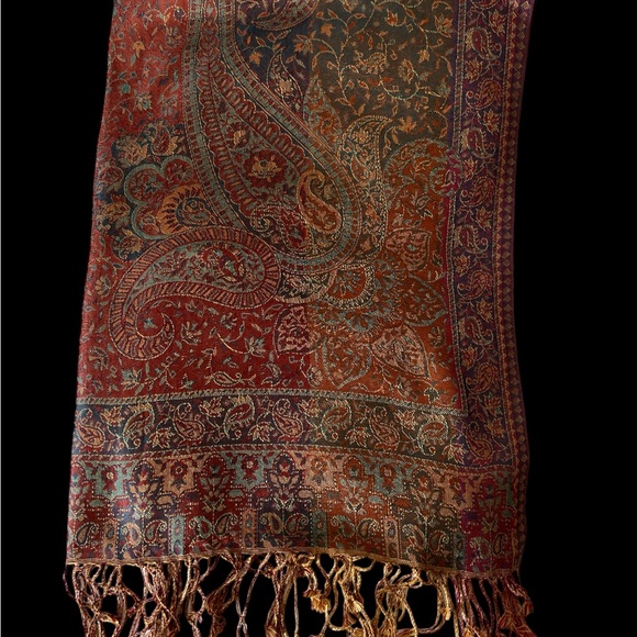 New multi coloured shawl- Silk-Cotton-Wool - Picture 4 of 4